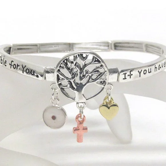 Tree of Life Faith Bracelet with heart of gold charm - Picture 1 of 2